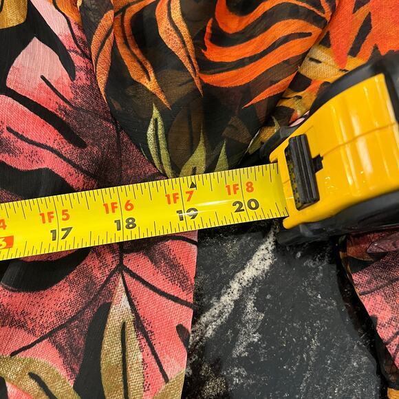 Spy Zone Exchange Black, Orange Gold Green Leaf Print Maxi Wrap Dress - Size M - Picture 8 of 10